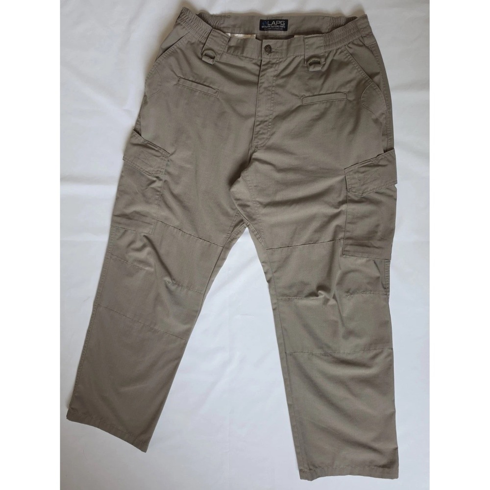 LA Police Gear Operator Tactical Pants for Men (Beige) with D-Rings — Size: 38in